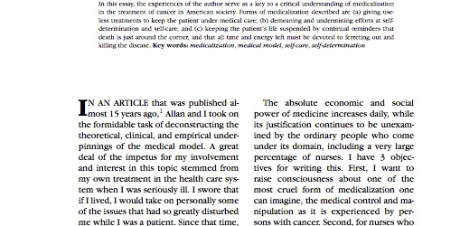 An essay on an authentic meaning of medicalization