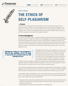 Self-Plariarism White Paper